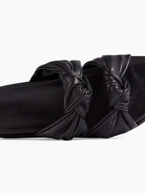 Dear Frances Tye Black Twisted Knot Slide Sandals in 38/7-7.5